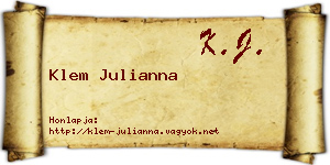 Klem Julianna névjegykártya